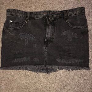 Black denim mini skirt free people